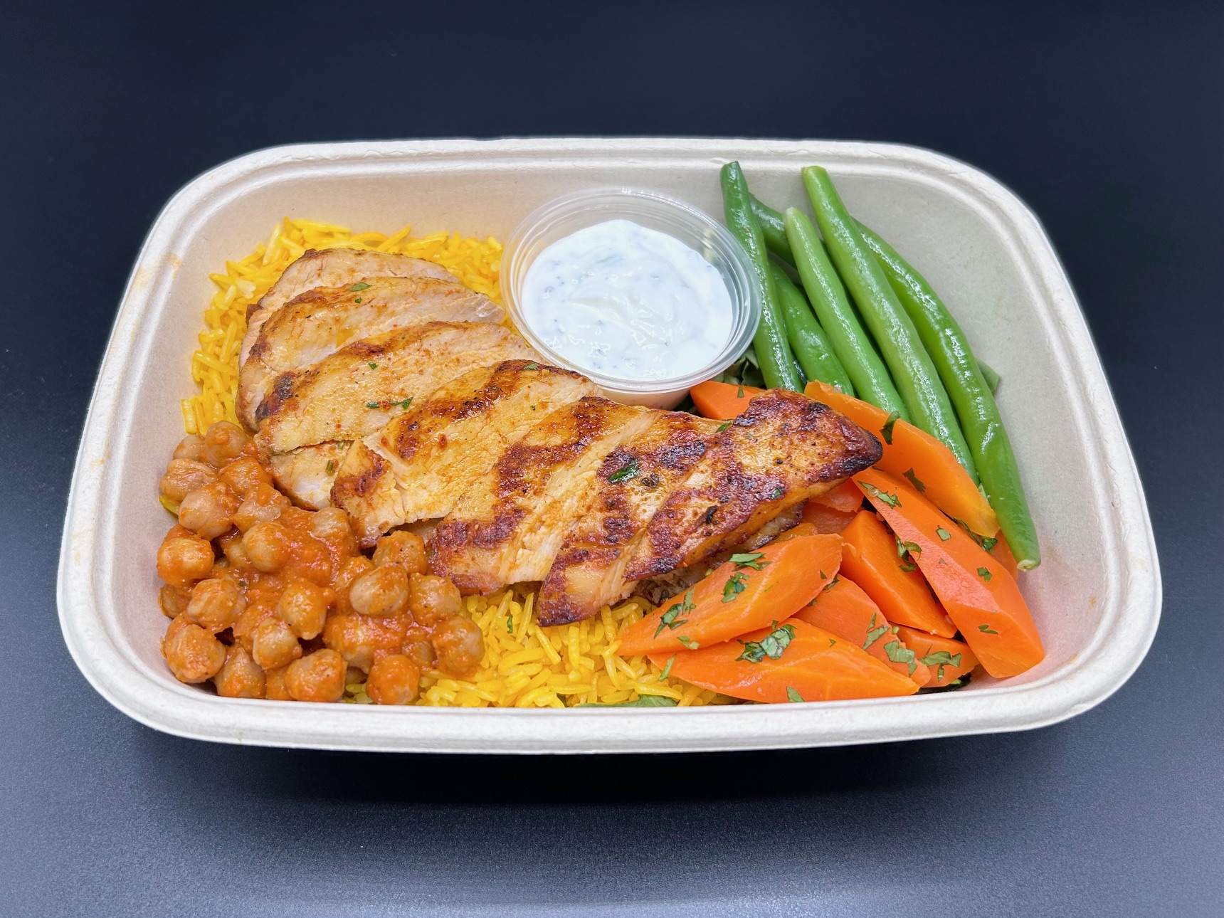 Emperor's chicken tandoori with golden chickpeas daal