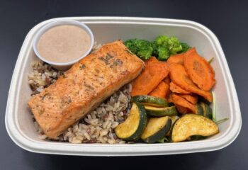 Grain Salmon and Roasted Vegetables Bowl