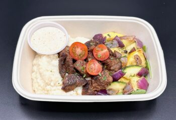 Steak Tips with Garlic Mashed Potato