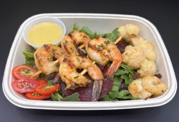 Shrimp Kabob with Arugula and Beet Salad