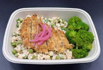 Creamy Couscous Rissotto with Chicken Milanese Creamy Couscous Rissotto with Chicken Milanese