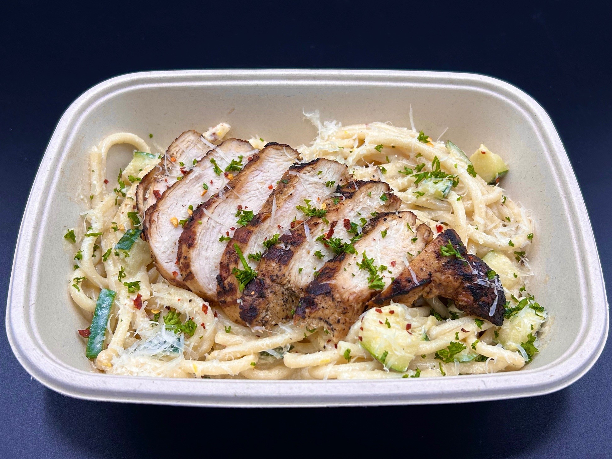 Creamy Lemon Bucatini with Grilled Chicken